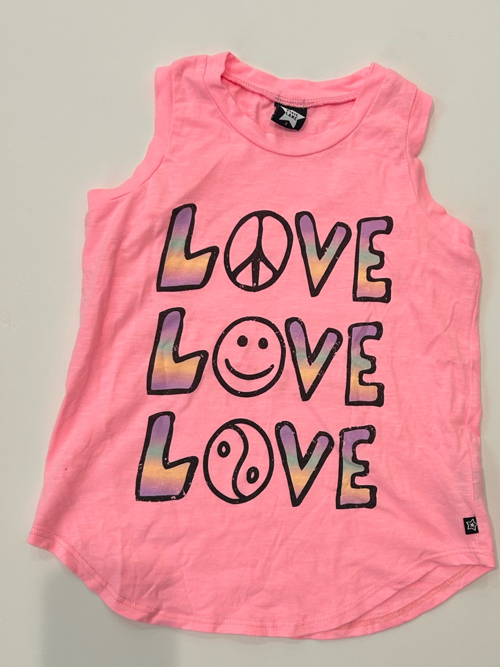 Girls Pink 'LOVE' Graphic Tank Top Size 5, Pixielane